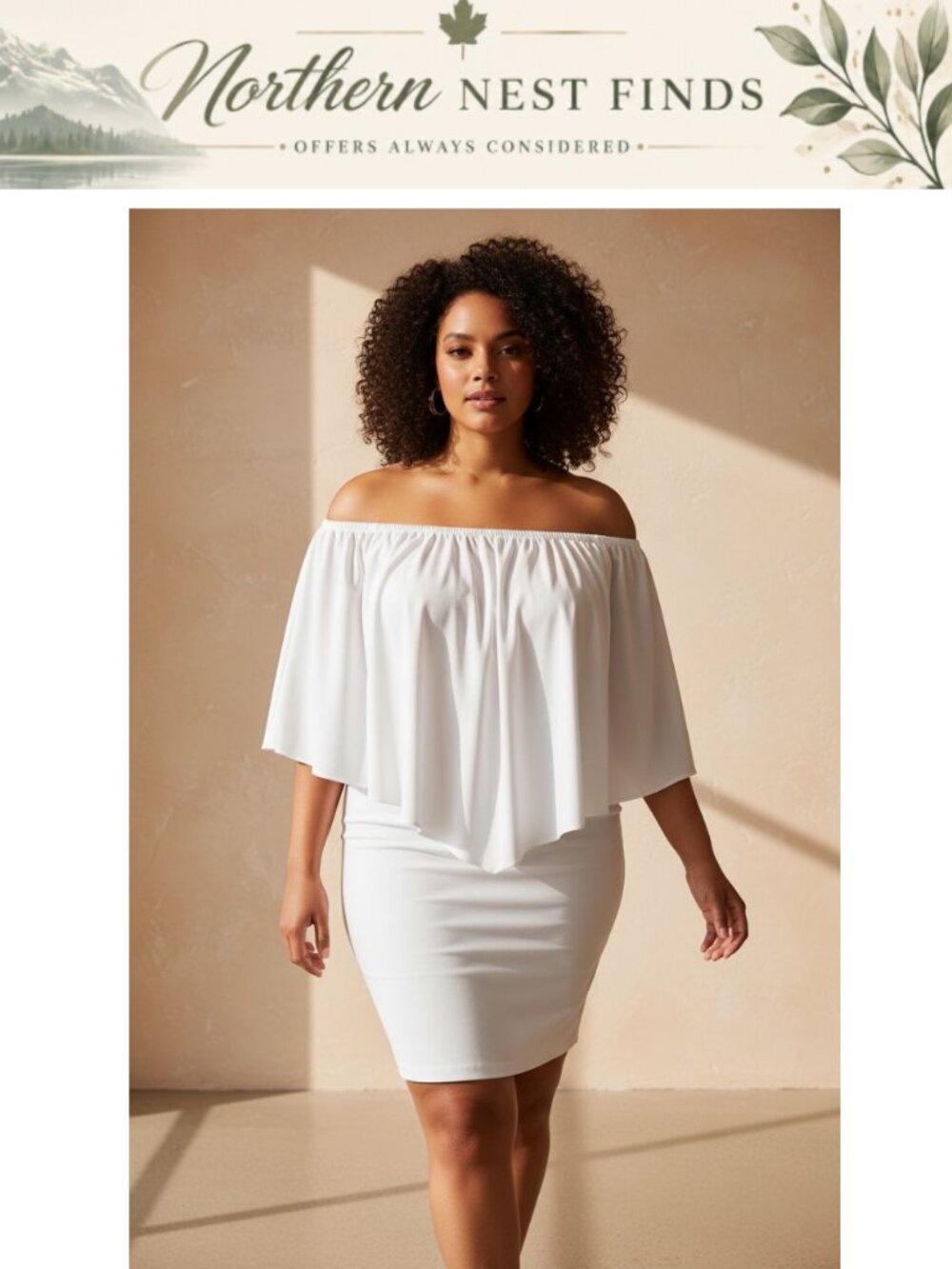 Plus Size Off Shoulder Ruffle Bodycon Mini Dress